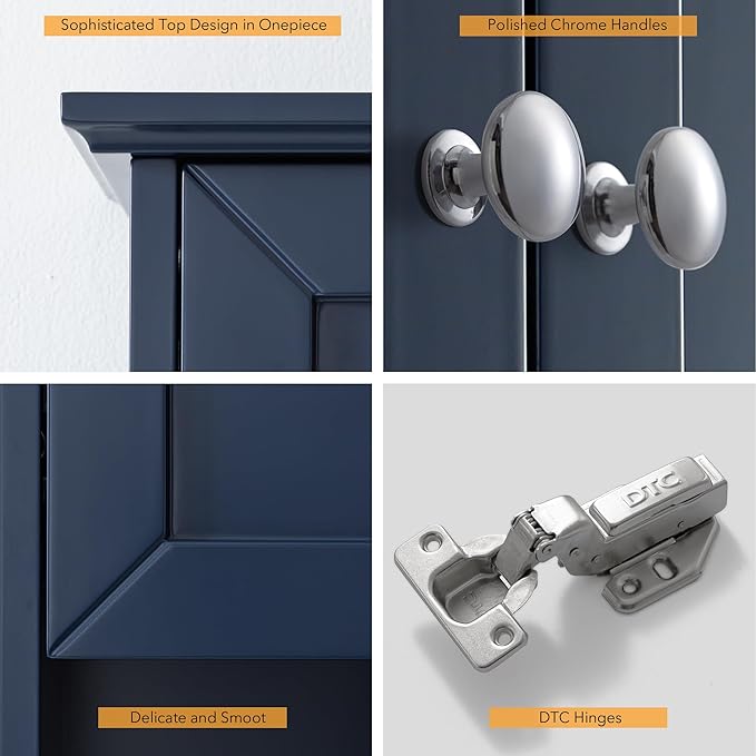 VANIRROR Bathroom Wall Cabinet Navy Blue Over Toilet Storage Cabinets 24x30 in - Image 5