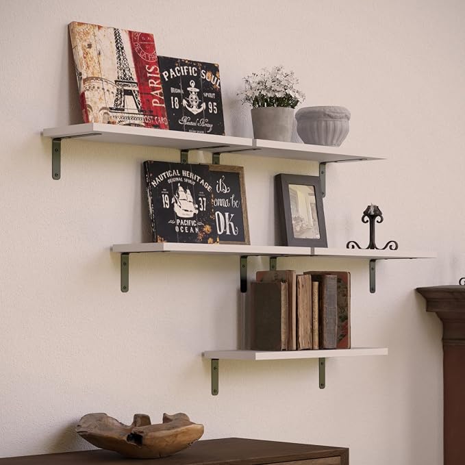 RICHER HOUSE Floating Wall Shelves, Rustic Wood Bathroom Shelves Set of 5 - Image 4
