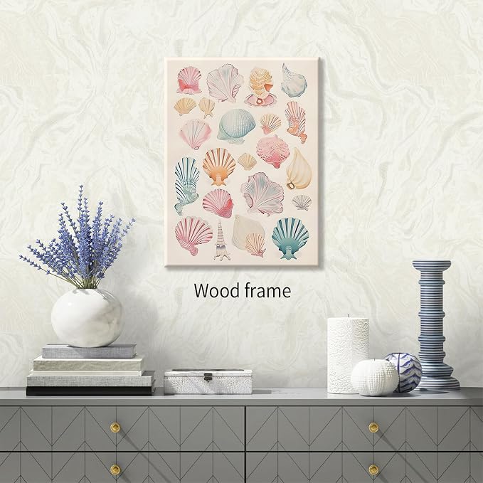 Pink Seashell Posters Coastal Cowgirl Canvas Wall Art Beach House Starfish - Image 4