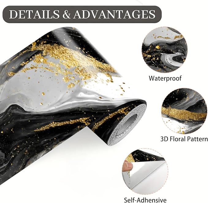 Marble Wave Wallpaper Border 196x4 Inch Peel and Stick Wall Border Black White - Image 9