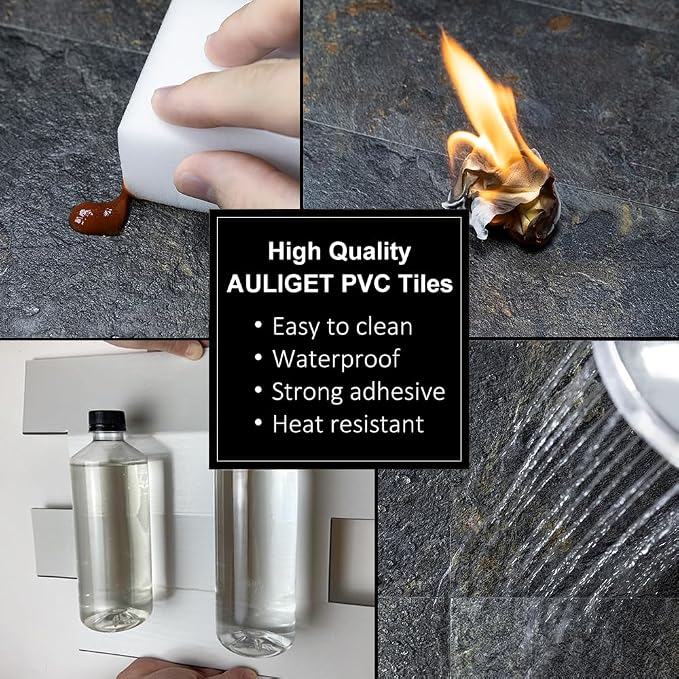 AULIGET 2-Piece Rust Slate Peel and Stick Backsplash Wall Tiles, Laundry Room - Image 5