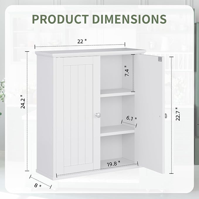 Bathroom Wall Cabinet, Bathroom Cabinet Wall Mount, Over the Toilet Space Saver - Image 3