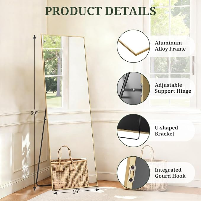Mirror Full Length 59"x16" Full Body Floor Mirror - Image 4