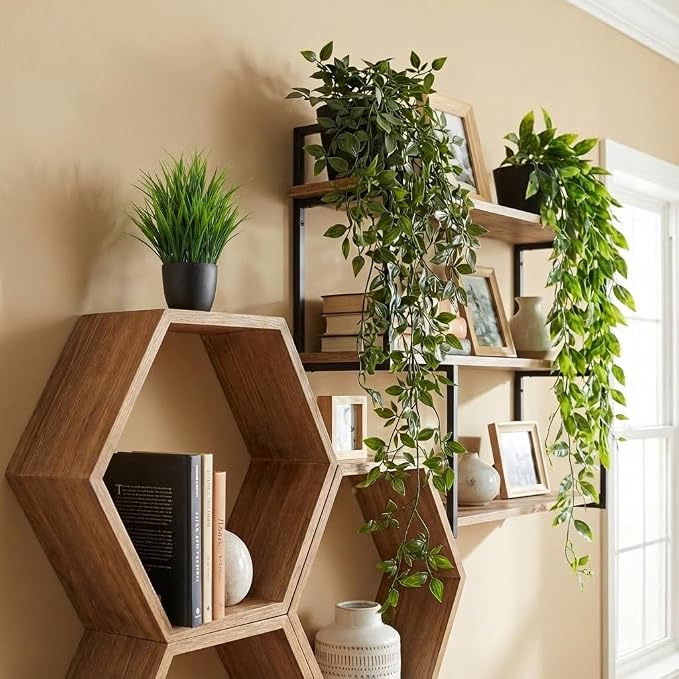 5 Pack Fake Plants for Wall Home Room Office, Artificial Hanging Plants - Image 2