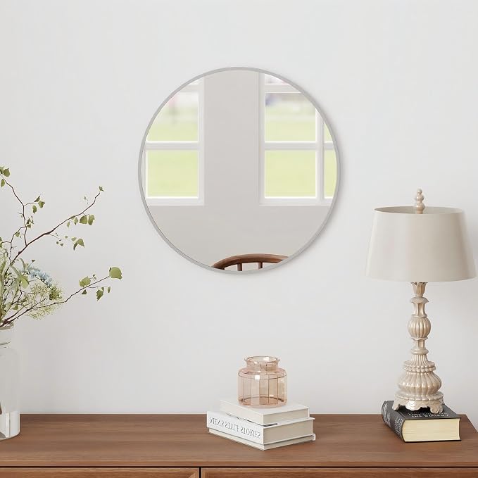 SCWF-GZ 20" Round Mirror Circle Wall Mounted Hanging or Against Wall Metal - Image 9
