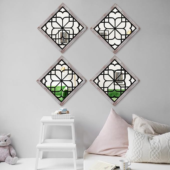 ZEXUIRU 4 Set. Rustic Wall Mirrors - Image 5