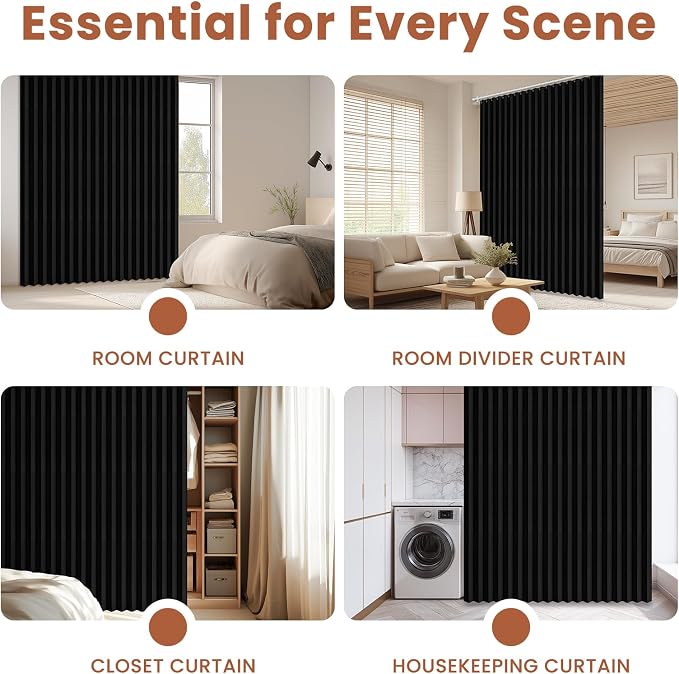 AJAZZ Blackout Accordion Door Curtain 98"x78" Black - Image 5
