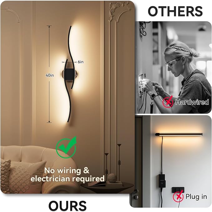 hunhun 40 Inch Battery Operated Wall Sconces, Wireless Wall Sconce - Image 7