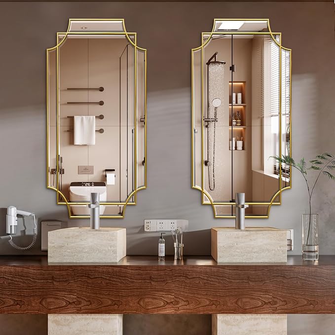 HQiJun Wall Mirror Full Length, Scalloped Beveled Polished Decorative Mirrors - Image 2