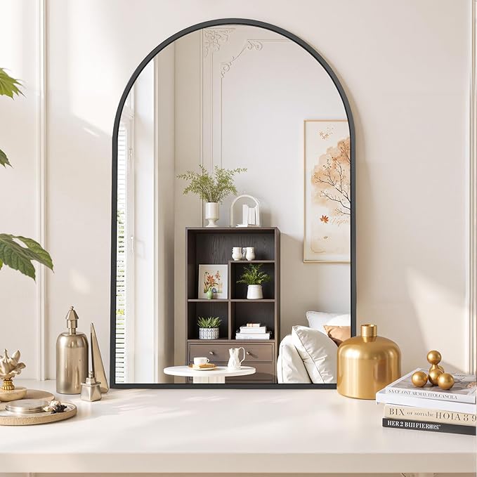 Arched Wall Mirror 38x26 Inch Black Bathroom Vanity Mirror - Image 6