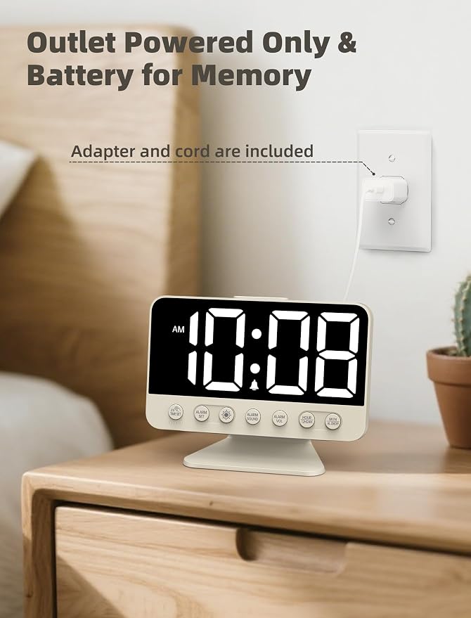 Odokee Digital Alarm Clocks for Bedrooms: Large Bold Number 5 Brightness Dimmer - Image 6