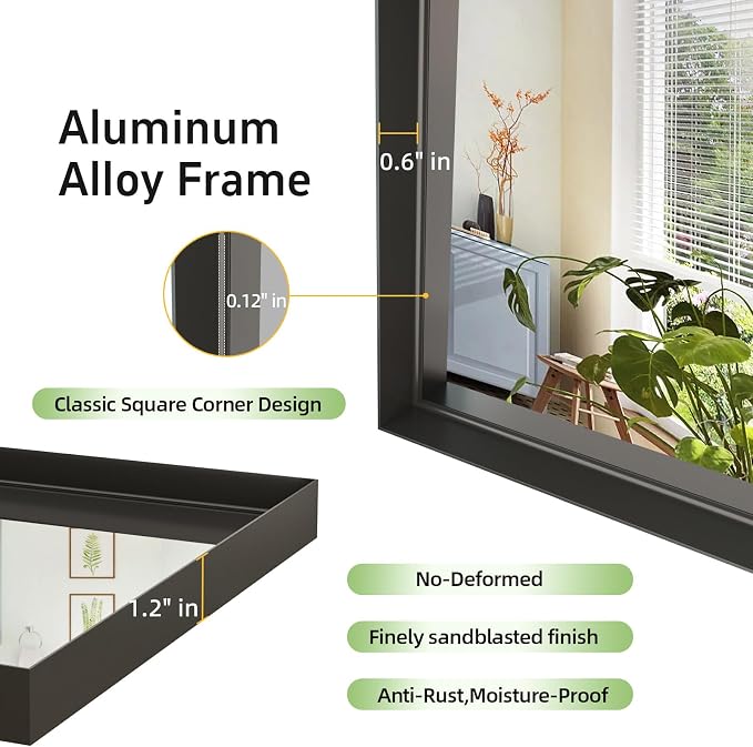 40x30 Inch Black Bathroom Mirrors - Image 3