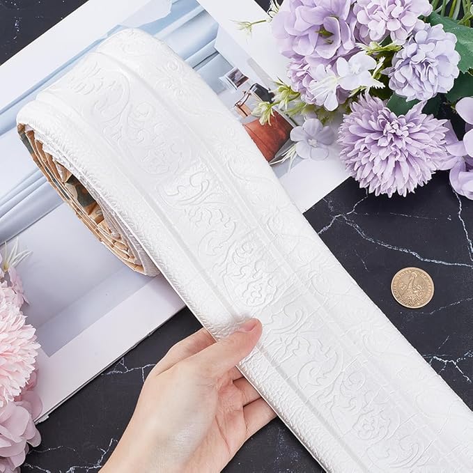 CRASPIRE 88 x 3.35 Inch White Crown Molding Peel and Stick Self Adhesive - Image 3