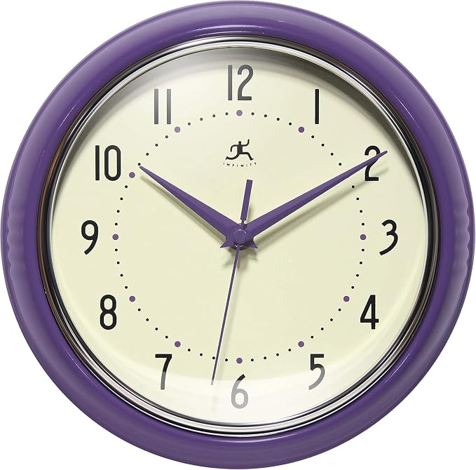 Infinity Instruments LTD. Retro 9 inch Silent Sweep Non-Ticking Mid Century by InfinityInstruments
