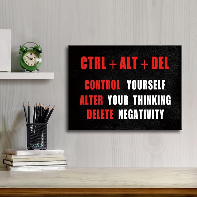 Pyradecor Black Red and White Motivational CTRL+ALT+DEL Classroom Positive - Image 4
