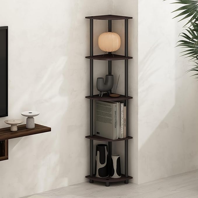 Furinno Turn-N-Tube Storage Shelves, 5-Tier Book Shelf, Corner Shelf, Toolless by Furinno-FitsYourSpaceFitsYourBudget