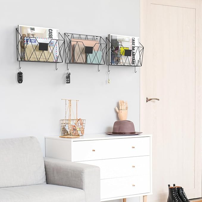 YBING Wall File Organizer Mesh Hanging Wall-mount Files Holder 6 Pack Hanging - Image 4