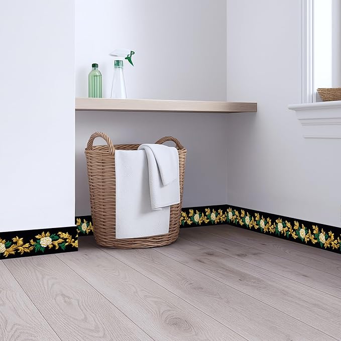 Baroque Floral Wallpaper Border 196x4 Inch Removable Wall Border Peel and Stick - Image 4