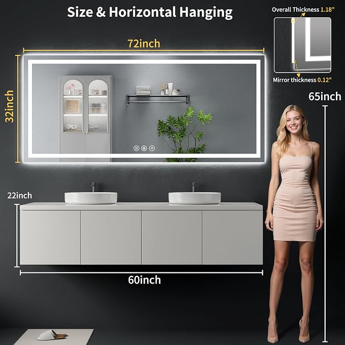 72"x32" LED Bathroom Mirror - Image 8