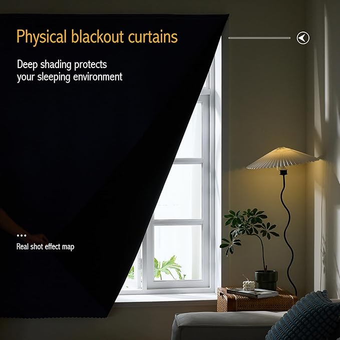 AJAZZ Self Adhesive Curtains 100% Blackout Shades Window Cover Sticky Curtain - Image 4