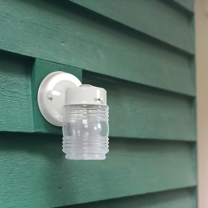 Design House Jelly Jar 1-Light Outdoor Wall Lantern, Wet Rated Exterior Porch - Image 7