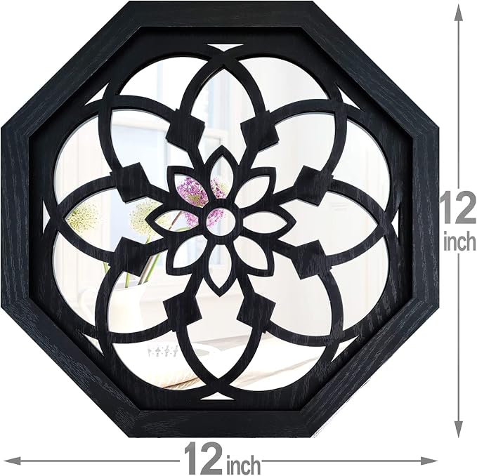 ZOLAPI 2-Piece Octagon Wall-Mounted Mirrors, Vintage Farmhouse Mirror - Image 7