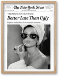 iHery Natural OAK Wood Audrey Hepburn Newspaper Trendy Framed Wall Art by iHery