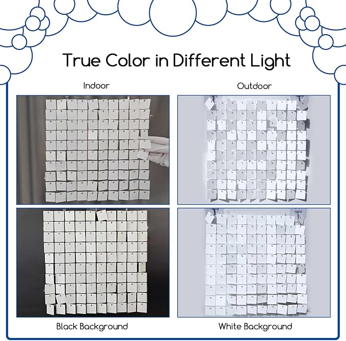 COKAOBE Matte White Sequin Wall Backdrop, Photo Backdrops - Image 4