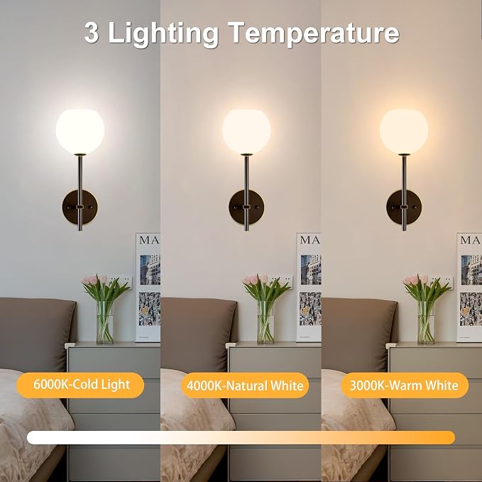 Brown Gold Battery Operated Wall Sconces Set of 2, Rechargeable Wireless Wall - Image 4