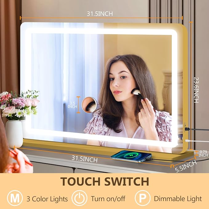 Ratsamee Vanity Mirror with Lights, Led Makeup Mirror, Lighted Makeup Mirror - Image 2