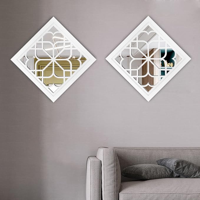 Wocred Set of 2 Mirrors Square Wall Mirror, Gorgeous Rustic Farmhouse Accent - Image 2