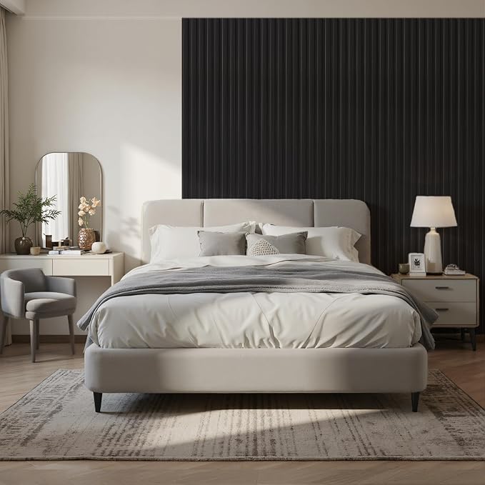 WPC Slat Wall Paneling, TV Background, Living Room, 94.5 x 6 in Matte Black - Image 2