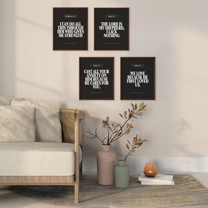 Locomiss Black Christian Wall Art Decor Posters, Minimalist Jesus Scripture - Image 5