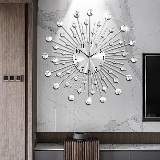 SIN&MI Large Wall Clock for Living Room Decor Non-Ticking Quiet Metal Quartz - Image 6