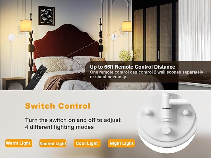 GOODATE Plug in Wall Sconces - Image 5