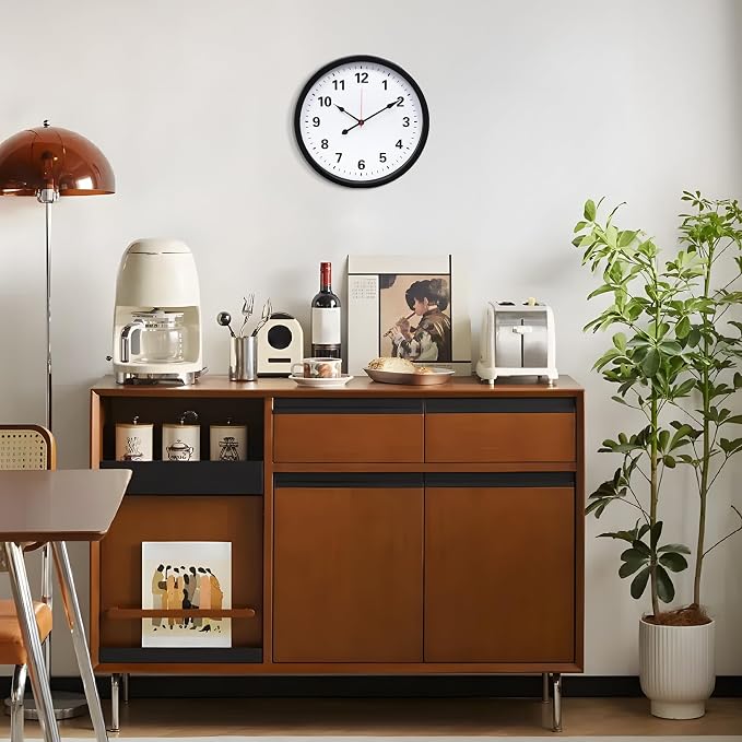 LEIKE Metal Wall Clock 14IN Black, Retro Silent Quartz Battery Operated - Image 5