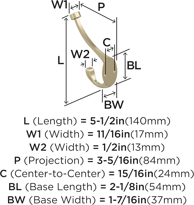 Amerock H55465BBZ | Adare Double Prong Decorative Wall Hook | Golden Champagne - Image 4