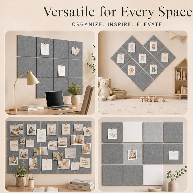 Large Cork Boards for Walls – 36" x 24" Self Adhesive Felt Wall Tiles - Image 6