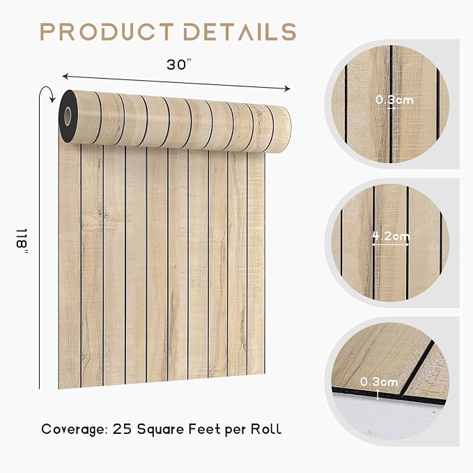 VEELIKE Sand Oak Wood Slat Wall Panels Peel and Stick Faux Wood Panels - Image 9