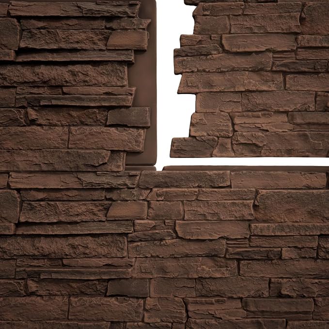 EverStone Acadia Ledge Faux Stone Panel, Weathered Brown Color - Image 11