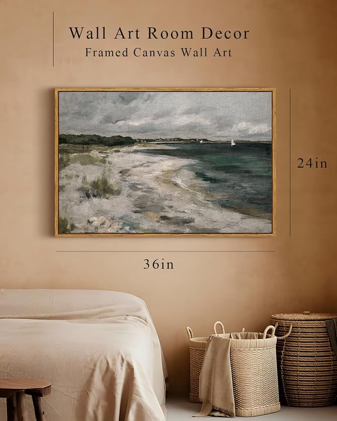 InSimSea Framed Canvas Wall Art, Seaside Landscape Painting Prints, Coastal - Image 5