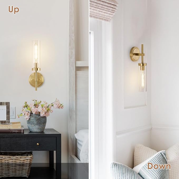Hardwired Gold Wall Sconces Set of 2, Modern Bathroom Sconces Wall Lighting - Image 8