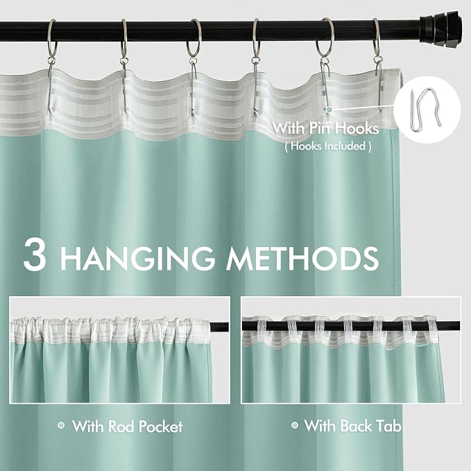 MIULEE Aqua Back Tab Blackout Curtains 72 Inches Long 2 Panels Set - Image 3