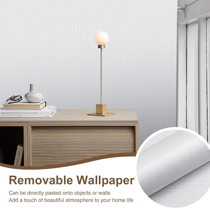 Sliver Grasscloth Peel and Stick Wallpaper Modern Grasscloth Wallpaper 15.7" x - Image 7