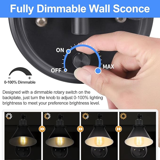 TRLIFE Wall Sconce Plug in, Dimmable Wall Sconce - Image 2