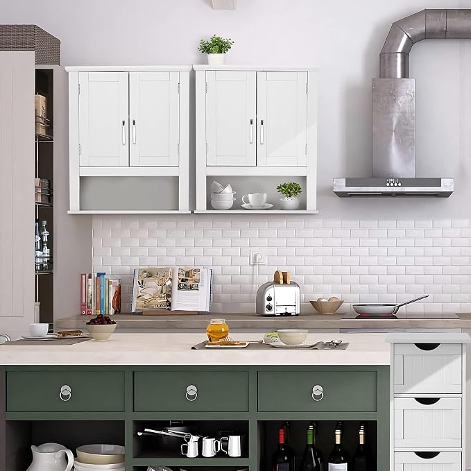 VINGLI Bathroom Wall Cabinet 21"x8.5"x25" Modern White Medicine Wall Mount - Image 6