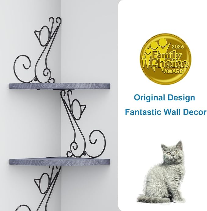Alsonerbay Wall Mount Corner Shelves 4 Tier Floating Corner Storage Wood - Image 5