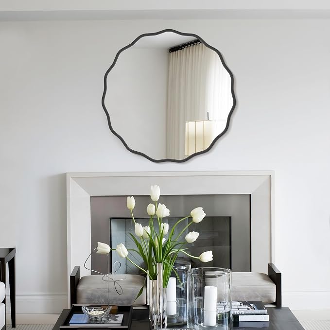 WallBeyond Round Wavy Mirror for Wall Decorative 28 inch, Modern Round Mirror - Image 3