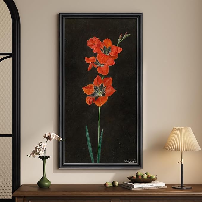 Vintage Framed Red Floral Wall Art by Cuspin