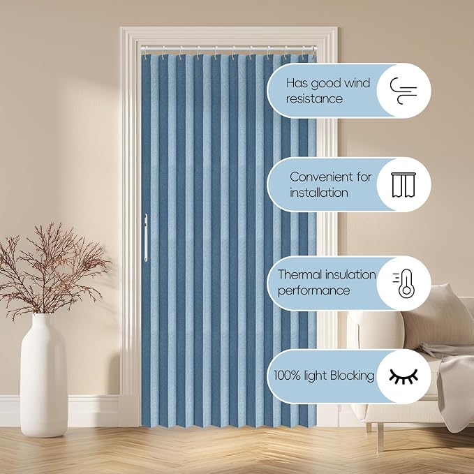 AJAZZ 100% Blackout Magnetic Door Curtain Pleated Door Curtain Accordion Doors - Image 11